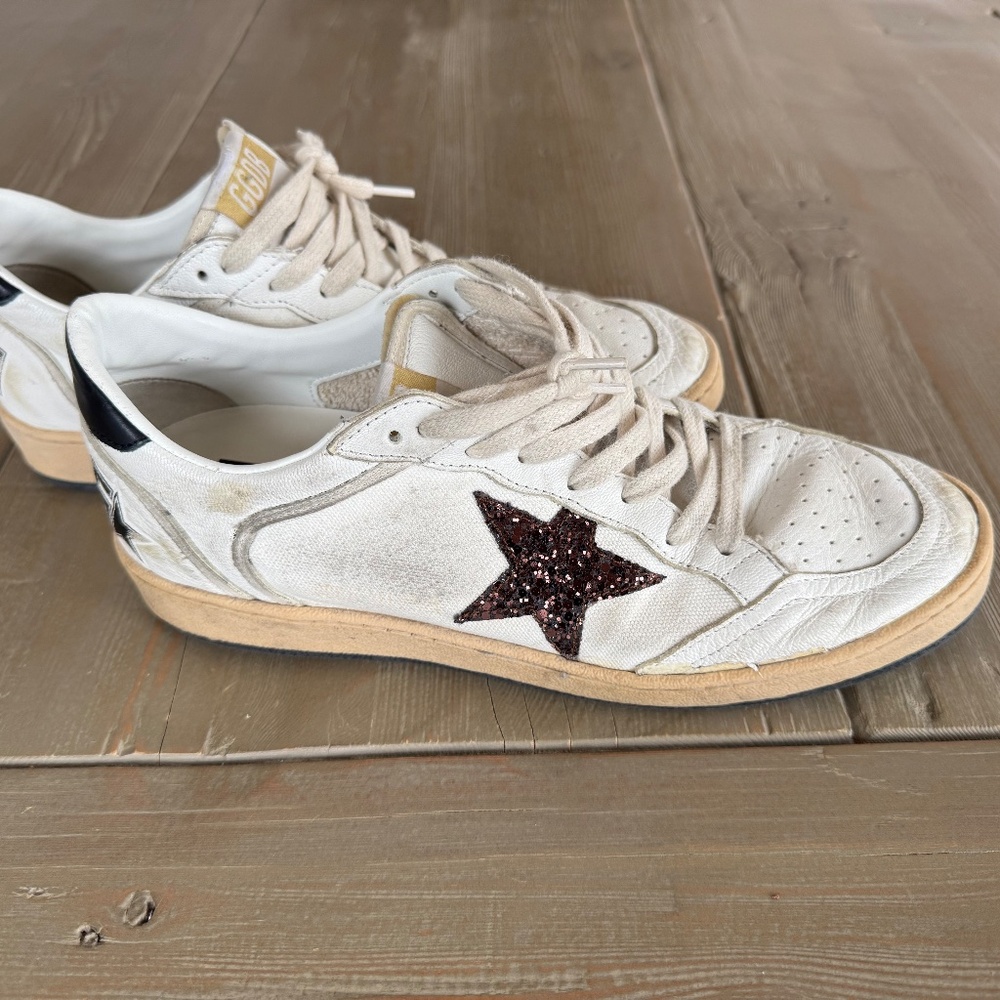Golden Goose Ball Stars - White with Brown Glitter Star EU 40